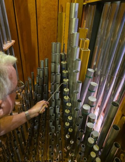 Andrew working on a pipe organ