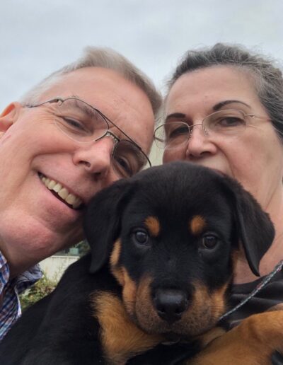 Andrew, wife, and dog